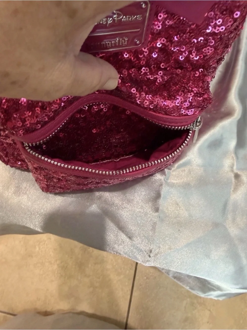 Loungefly x Disney Parks Pink Sequin Minnie Ear Mini Backpack